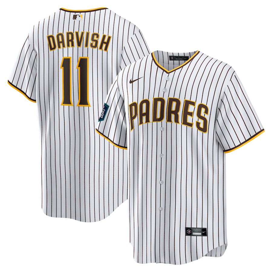 Men San Diego Padres 11 Yu Darvish Nike White 2024 MLB World Tour Seoul Series Home Replica Player Jersey